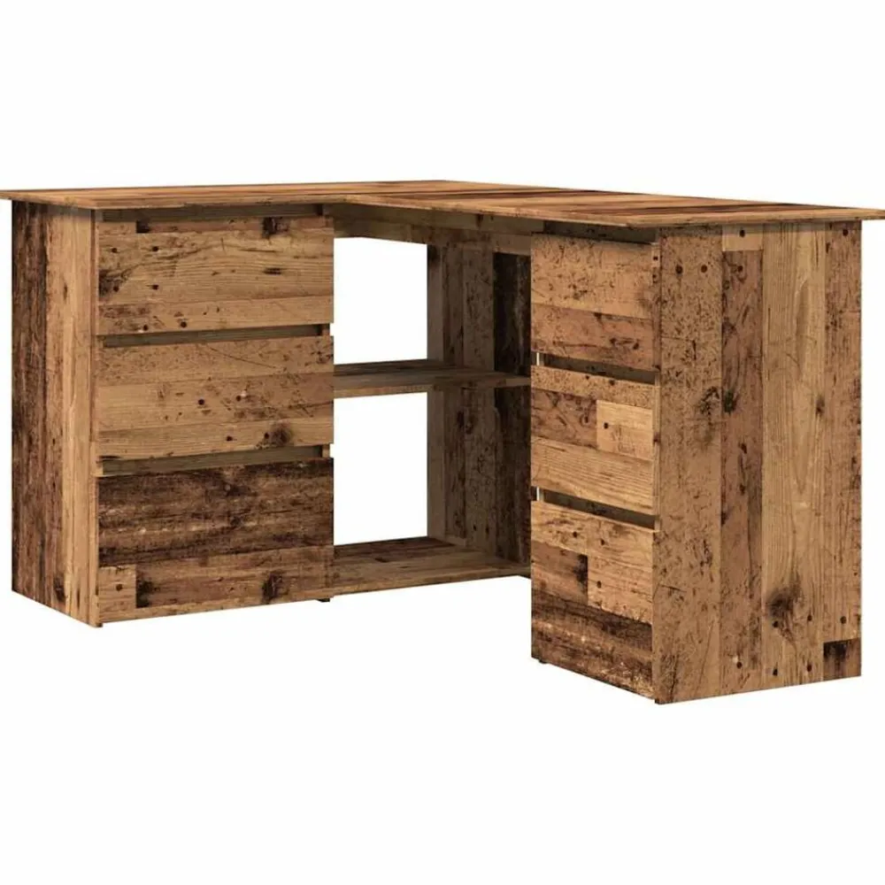 Kantoormeubelen*vidaXL Hoekbureau 145x100x76 cm bewerkt hout kleurig Oud hout