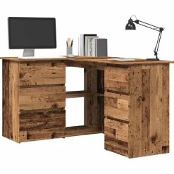 Kantoormeubelen*vidaXL Hoekbureau 145x100x76 cm bewerkt hout kleurig Oud hout
