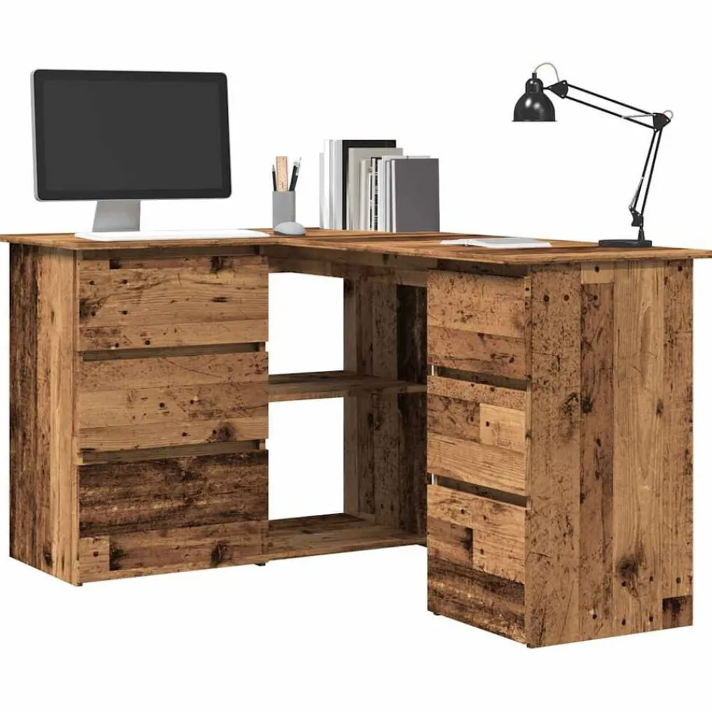 Kantoormeubelen*vidaXL Hoekbureau 145x100x76 cm bewerkt hout kleurig Oud hout