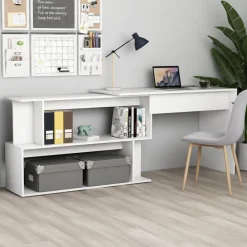 Kantoormeubelen*vidaXL Hoekbureau 200x50x76 cm bewerkt hout Wit