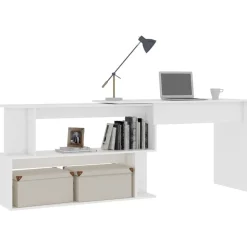 Kantoormeubelen*vidaXL Hoekbureau 200x50x76 cm bewerkt hout Wit