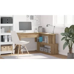 Hoekbureau 200,5x50x76 cm bewerkt hout artisanaal eikenkleur><noscript><img width=