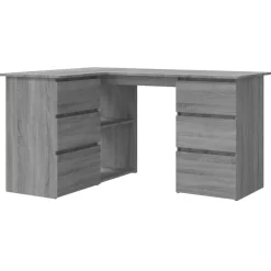 Kantoormeubelen*vidaXL Hoekbureau 145x100x76 cm bewerkt hout eikenkleurig Grijs sonoma
