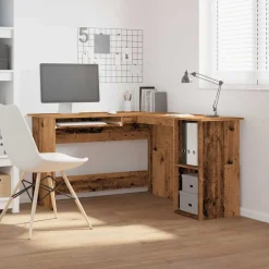 Kantoormeubelen*vidaXL Hoekbureau 120x140x75 cm bewerkt hout kleurig Oud hout