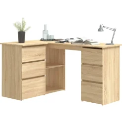 Kantoormeubelen*vidaXL Hoekbureau 145x100x76 cm bewerkt hout kleurig Sonoma eiken