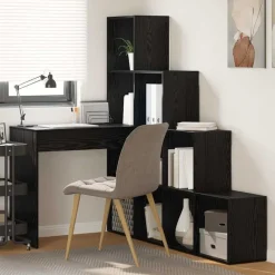 Kantoormeubelen*vidaXL Hoekbureau 101,5 x 149,5 x 149,5 cm Bewerkt hout Zwart eiken