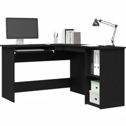 Kantoormeubelen*vidaXL Hoekbureau 120 x 140 x 75 cm Bewerkt hout Zwart eiken