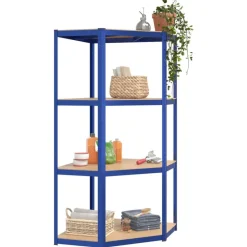 Industriële Opslag*vidaXL Hoekrek 4-laags staal en bewerkt hout Blauw