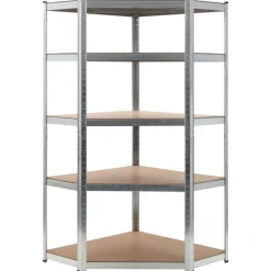 Hoekrek 5-laags staal en bewerkt hout kleurig>vidaXL Outlet
