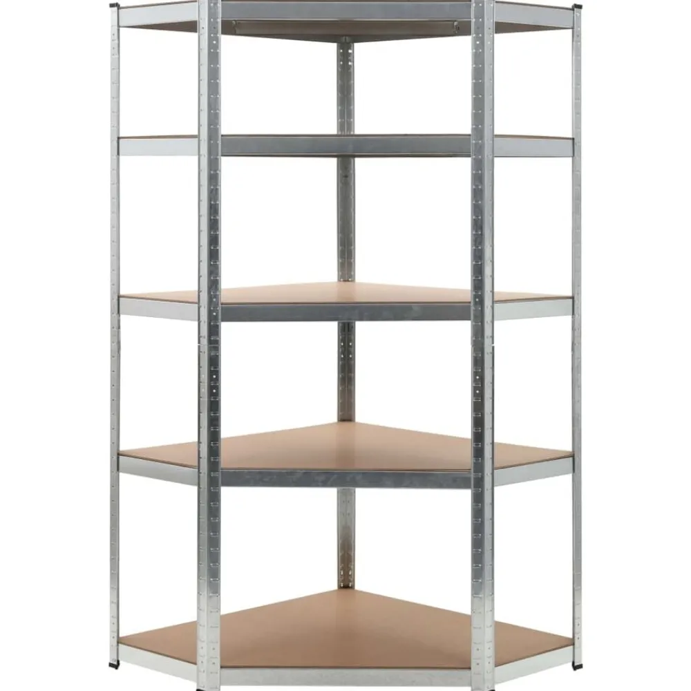 Hoekrek 5-laags staal en bewerkt hout kleurig>vidaXL Outlet