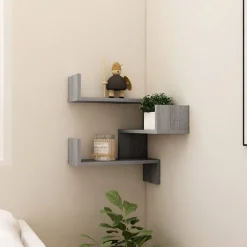 Boekenkasten & Wandplanken*vidaXL Hoekwandschap 40x40x50 cm bewerkt hout eikenkleur Grijs sonoma