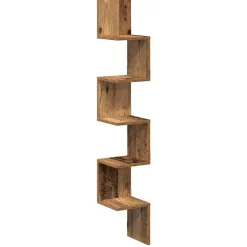 Boekenkasten & Wandplanken*vidaXL Hoekwandschap 20x20x127,5 cm bewerkt hout kleurig Oud hout