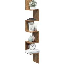 Boekenkasten & Wandplanken*vidaXL Hoekwandschap 20x20x127,5 cm bewerkt hout kleurig Oud hout