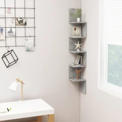 Boekenkasten & Wandplanken*vidaXL Hoekwandschap 20x20x127,5 cm bewerkt hout Betongrijs