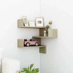 Boekenkasten & Wandplanken*vidaXL Hoekwandschap 40x40x50 cm bewerkt hout kleurig Sonoma eiken