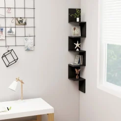 Boekenkasten & Wandplanken*vidaXL Hoekwandschap 20x20x127,5 cm bewerkt hout Zwart
