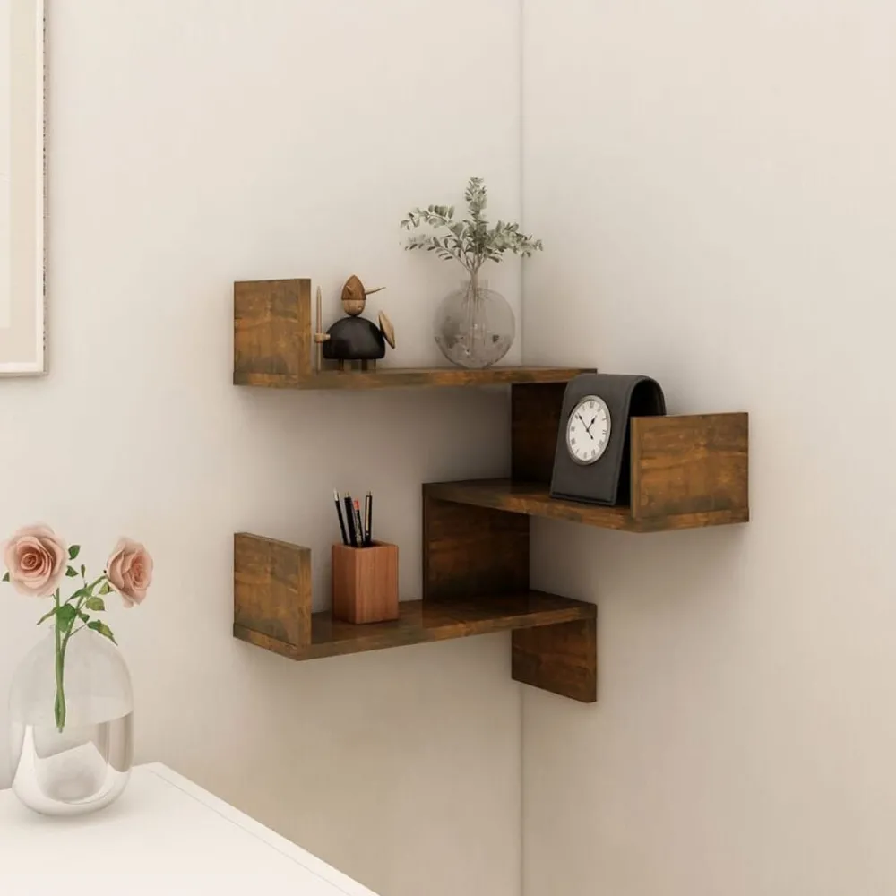 Boekenkasten & Wandplanken*vidaXL Hoekwandschap 40x40x50 cm bewerkt hout kleurig Gerookt eiken