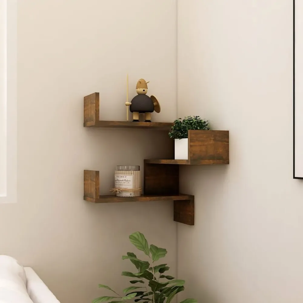 Boekenkasten & Wandplanken*vidaXL Hoekwandschap 40x40x50 cm bewerkt hout kleurig Gerookt eiken