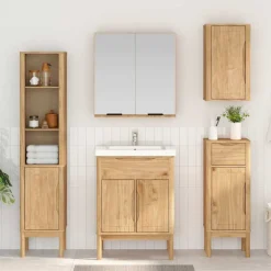 Meubelsets*vidaXL Hoge badkamerkast met plank FLORO 35 x 30 x 160 cm Wasbruin