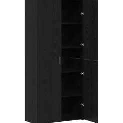 Kasten & Opbergmeubelen*vidaXL Hoge kast 2 pcs 80 x 42 x 185 cm Zwart eiken