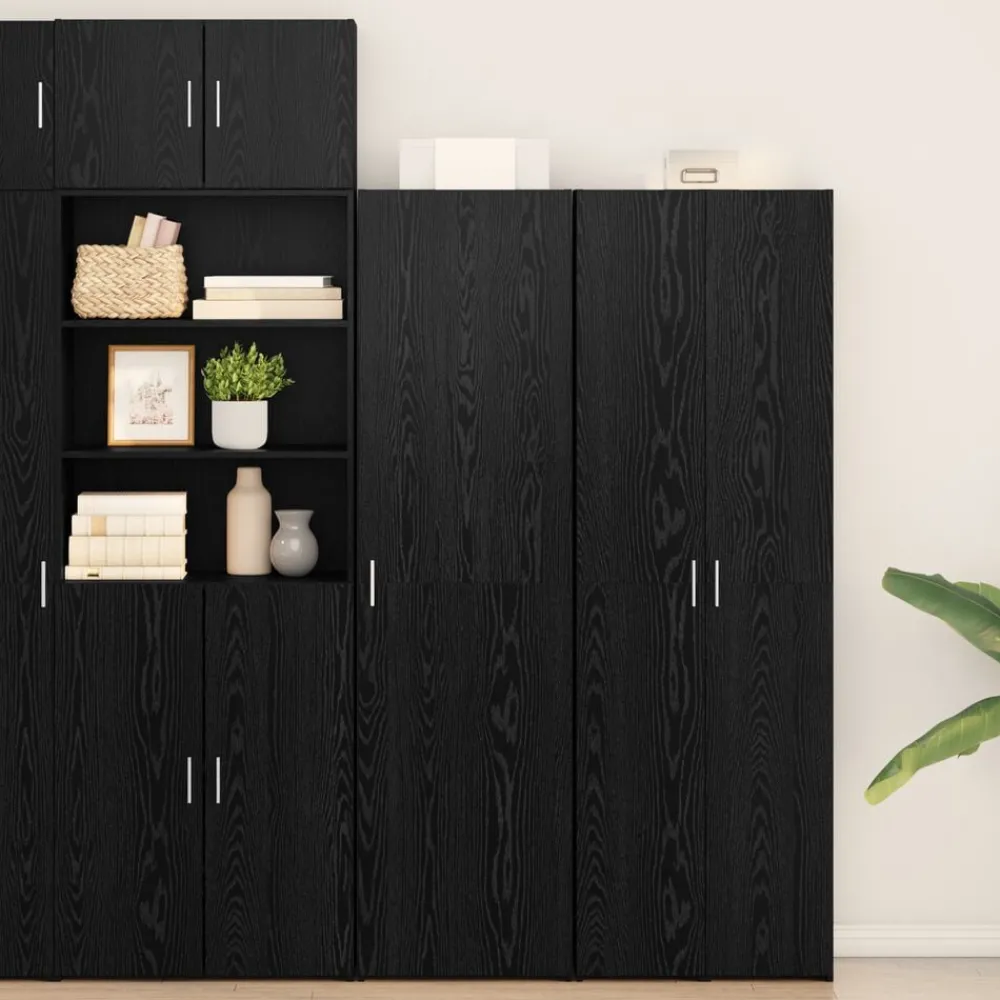 Kasten & Opbergmeubelen*vidaXL Hoge kast 2 pcs 50 x 42,5 x 185 cm Zwart eiken