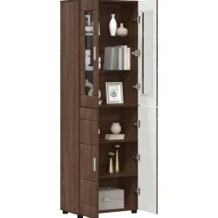 Hoge kast FLORIN Bruin Eiken 60 x 35 x 182 cm Bewerkt hout><noscript><img width=