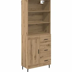 Kasten & Opbergmeubelen*vidaXL Hoge kast met lade Artisan Eiken 69,5 x 34 x 180 cm artisanaal eikenkleurig