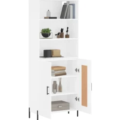 Kasten & Opbergmeubelen*vidaXL Hoge kast 69,5x34x180 cm bewerkt hout Wit