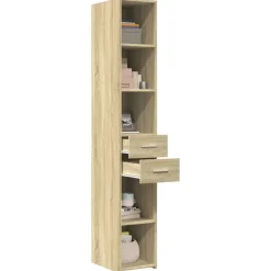 Kasten & Opbergmeubelen*vidaXL Hoge kast 30x42,5x185 cm bewerkt hout kleurig Sonoma eiken