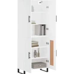 Kasten & Opbergmeubelen*vidaXL Hoge kast 69,5x34x180 cm bewerkt hout Wit