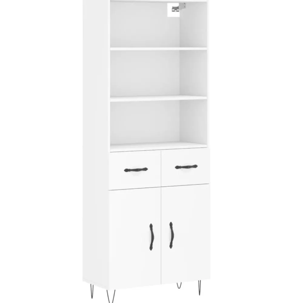 Kasten & Opbergmeubelen*vidaXL Hoge kast 69,5x34x180 cm bewerkt hout Wit