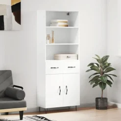 Kasten & Opbergmeubelen*vidaXL Hoge kast 69,5x34x180 cm bewerkt hout Wit