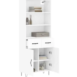 Kasten & Opbergmeubelen*vidaXL Hoge kast 69,5x34x180 cm bewerkt hout Wit