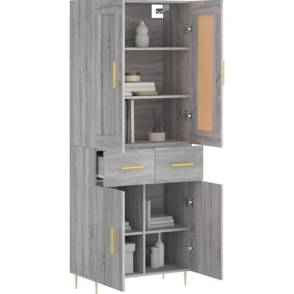 Hoge kast 69,5x34x180 cm bewerkt hout eikenkleurig>vidaXL Outlet