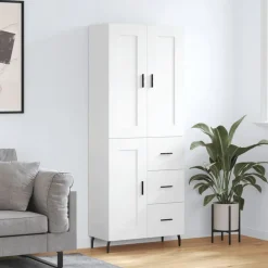 Kasten & Opbergmeubelen*vidaXL Hoge kast 69,5x34x180 cm bewerkt hout Wit