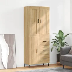 Hoge kast 69,5x34x180 cm bewerkt hout kleurig>vidaXL Outlet