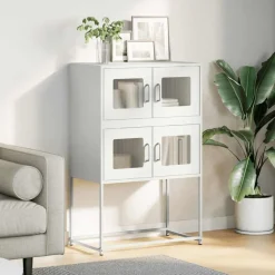 Kasten & Opbergmeubelen*vidaXL Hoge kast 68x39x107 cm staal Wit