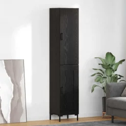 Hoge kast Zwart Eiken 34,5 x 34 x 180 cm Bewerkt hout>vidaXL Sale