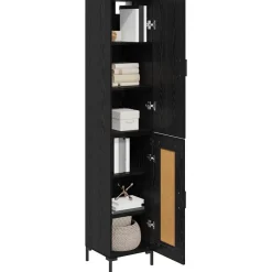 Hoge kast Zwart Eiken 34,5 x 34 x 180 cm Bewerkt hout><noscript><img width=