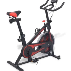 Hometrainer met hartslagsensoren en rood>vidaXL