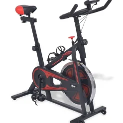 Hometrainer met hartslagsensoren en rood>vidaXL