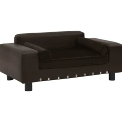 Huisdierbenodigdheden*vidaXL Hondenbank 81x43x31 cm pluche en kunstleer Bruin