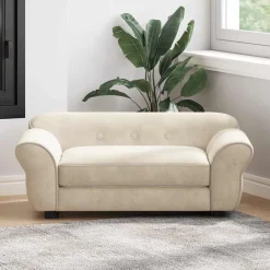 Huisdierbenodigdheden*vidaXL Hondenbank 72x45x30 cm pluche crèmekleurig Cr&egrave;me