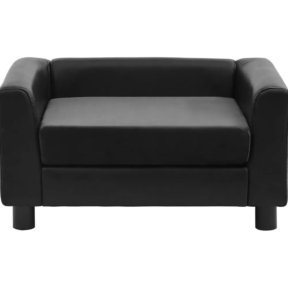 Huisdierbenodigdheden*vidaXL Hondenbank 60x43x30 cm pluche en kunstleer Zwart