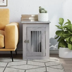 Huisdierbenodigdheden*vidaXL Hondenbench 45x62x59 cm bewerkt hout Grijs sonoma