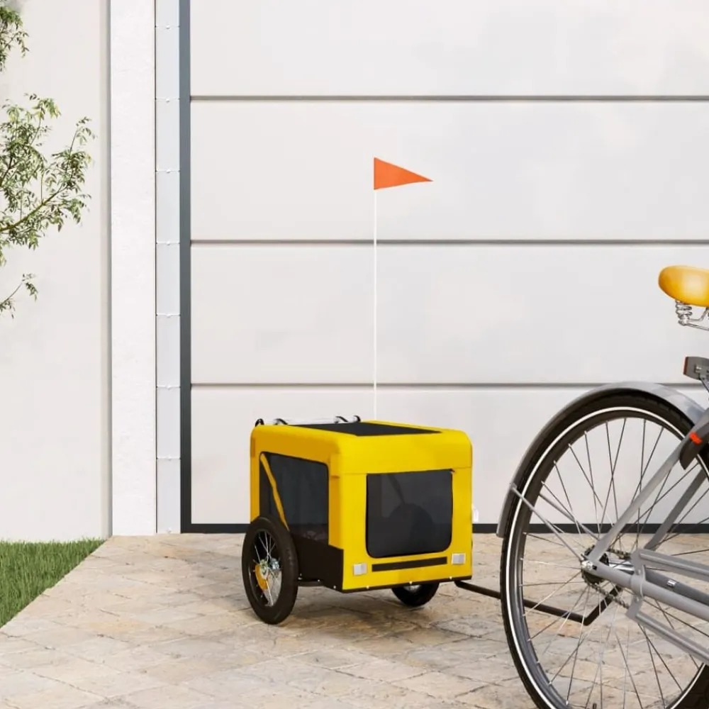 Huisdierbenodigdheden*vidaXL Hondenfietstrailer oxford stof en ijzer en zwart Geel