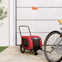 Huisdierbenodigdheden*vidaXL Hondenfietstrailer oxford stof en ijzer Rood en zwart