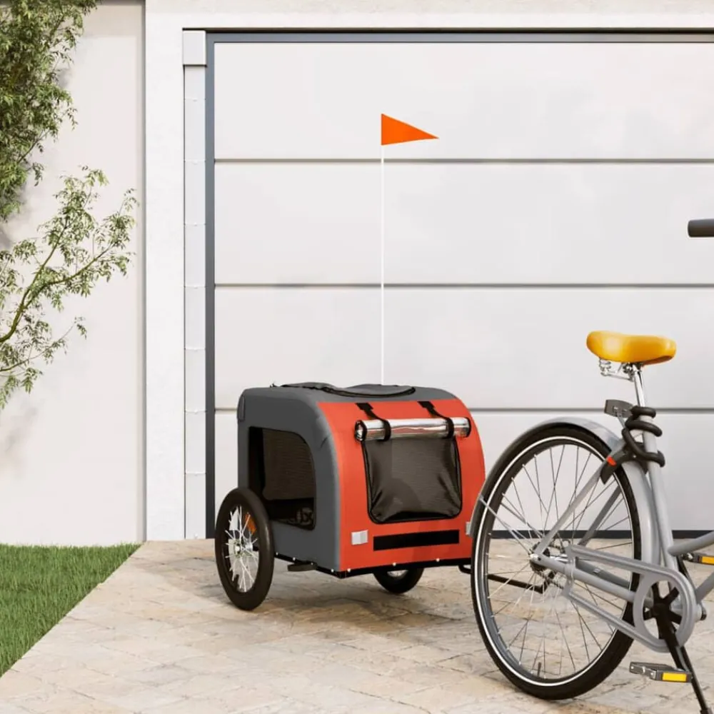 Hondenfietstrailer oxford stof en ijzer en grijs>vidaXL Clearance