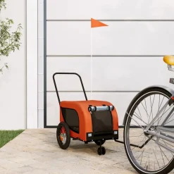 Huisdierbenodigdheden*vidaXL Hondenfietstrailer oxford stof en ijzer Oranje en zwart