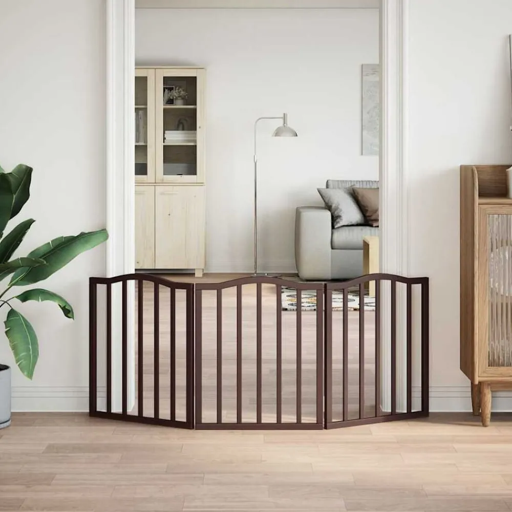 Hondenhek inklapbaar 3 panelen 150 cm populierenhout bruin eik>vidaXL Clearance